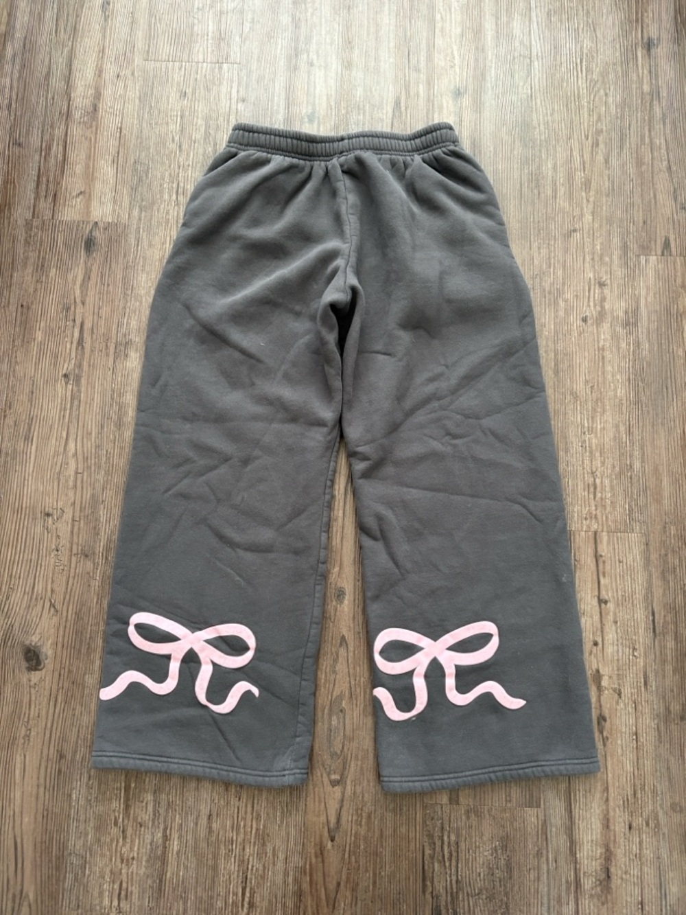 EDIKTED BONNEY BOW GREY WIDE LEG SWEATPANTS WOMENS MEDIUM